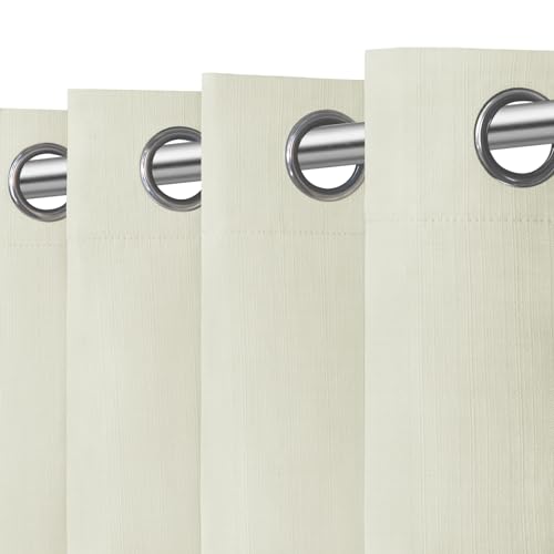 Easy-Going Linen Look Blackout Curtain Grommet Window Curtain Drapes for Bedroom, Living Room Thermal Insulated Room Darkening (2 Panels, 52x84 inch, Ivory)