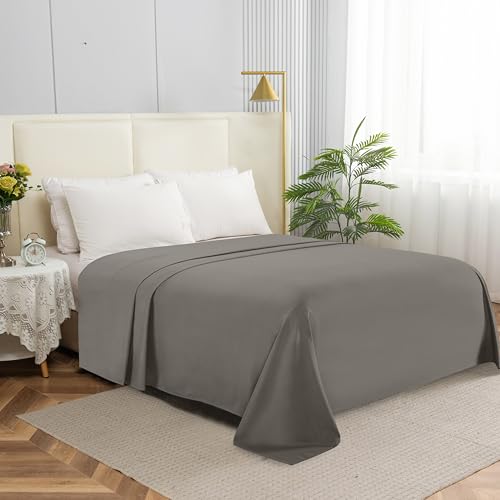 Elegant Comfort Premium Hotel Quality 1-Piece Flat Sheet, Luxury & Softest 1500 Thread Count Egyptian Quality Bedding Flat Sheet, Wrinkle, Stain and Fade Resistant, Full, Grey