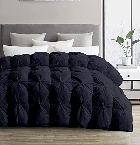SLEEP-NEST All Season - Oversized King Plus 138x122 Hotel Luxury Down Alternative Pinch Pleated 1 Piece Comforter with 8 Tabs/Loops, Extra Wide Quilt, XL King 500 GSM Duvet Insert - Navy Blue