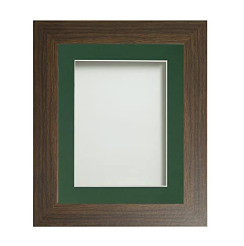 Frame Company Watson Brown Picture Photo Frame fitted with Perspex, A3 with Bottle Green Mount for image size A4