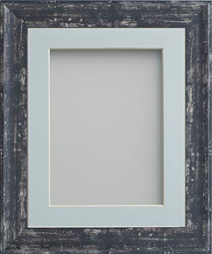 Frame Company Lynton Coal Photo Frame with Light Blue Mount, 10x8 for 8x6 inch, fitted with perspex