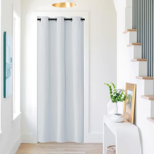 NICETOWN Door Curtain 80 inches Length, Room Darkening Privacy Doorway Drape Easy Sliding Grommet Thermal Insulated Door Curtain for Bedroom Closet Kitchen, W42 x L80 inch, Cloud White, 1 Panel