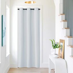 NICETOWN Door Curtain 80 inches Length, Room Darkening Privacy Doorway Drape Easy Sliding Grommet Thermal Insulated Door Curtain for Bedroom Closet Kitchen, W42 x L80 inch, Cloud White, 1 Panel