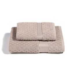 Caleffi - Soft Terry 100% Cotton Jacquard Bath Towel and Bidet Set, 1 Face Towel 60 x 110 cm + 1 Guest Bidet Towel 40 x 60 cm Absorbent Resistant to Frequent Washes, Durable