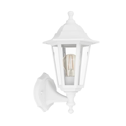 Eglo Outdoor wall Light Fixture Olgiata-E, Vintage lamp, Outside Porch Lighting, Lantern Made of White Plastic, E27 Socket, IP44