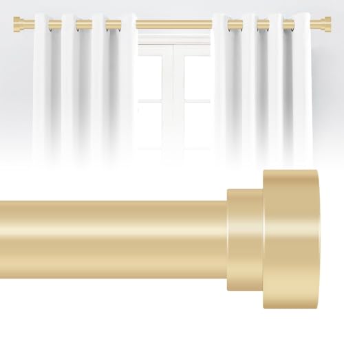 "HEI! DEAR Gold Curtain Rods for Windows 72 to 144 Inch(6-12ft),1 Inch Heavy Duty Curtain Rods,Adjustable Long Curtain Rod,Modern Single Drapery Rods,Telescoping Window Curtains Rod 30-144"",Brass Gold"