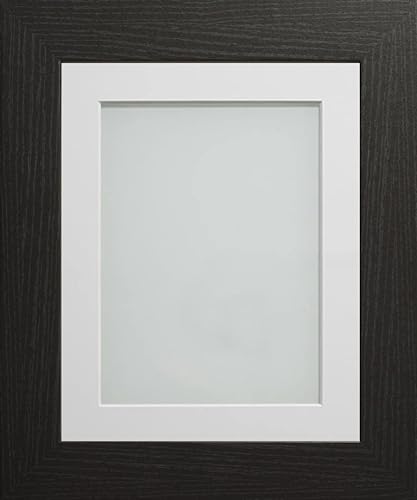 Frame Company Watson Black Picture Photo Frame fitted with Perspex, 6x4 inch with Off-White Mount for image size 5x3 inch