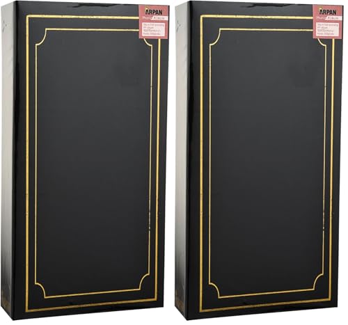 ARPAN AL-9810 Large Black Padded 4x6 Album for 300 Photos with CD/DVD Pocket at Back of Album & Protective Plastic Jacket, 18x4x33 cm (Pack of 2)