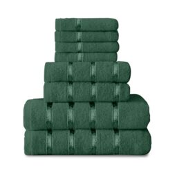 GC GAVENO CAVAILIA 8 Piece Towel Bale Set, Quick Dry Highly Absorbent Cotton Towel Sets Bathroom, Green Towels Sets 450 GSM, 4x Face Towel 2x Hand Towels 2x Bath Towels