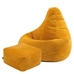 icon Dalton Cord Bean Bag & Footstool with Filling Included, Yellow