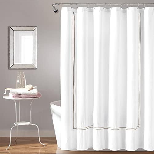 "Lush Decor Hotel Collection Shower Curtain, 72"" x 72"", White & Wheat"