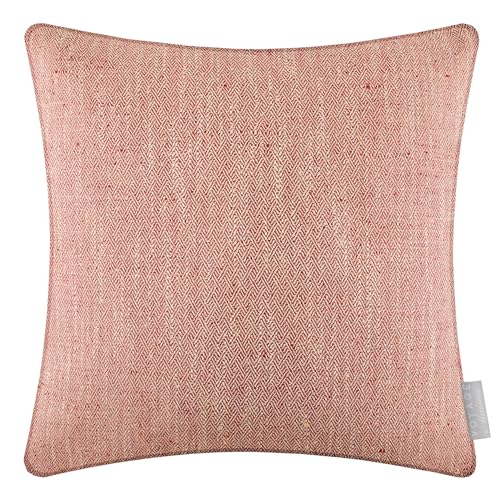 Voyage Maison Jedburgh Feather Filled Cushion – Herringbone Textured Woven Artisan Country Décor (Garnet - 50x50cm)