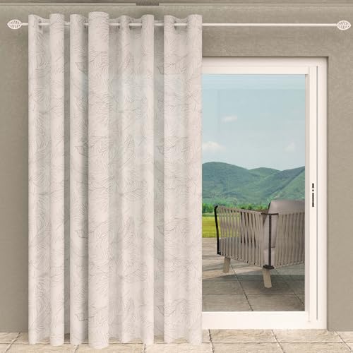 Soleil d'ocre, Taupe Eyelet Curtains for Bay Windows 280 x 250 cm