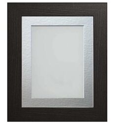 Frame Company Watson Black Picture Photo Frame fitted with Perspex, 16x12 inch with Silver Mount for image size 12x10 inch