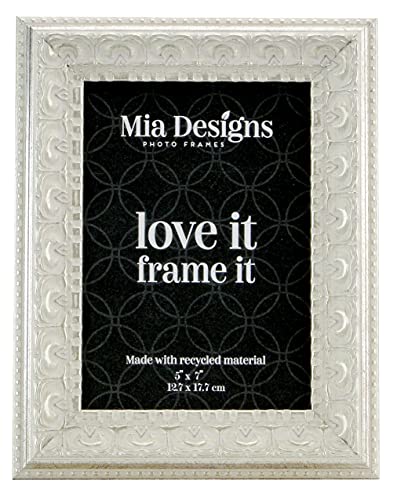 Mia Designs Picture Frame Baroque Barocco Silver 5x7 13x18 Cm Photo Frame for Desk, Wall and Table Top in Eco-friendly PS material Environmentally Friendly Freestanding Frame