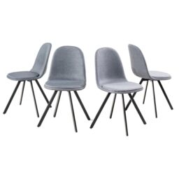 FurnitureR Set of 4 Dining Chairs, 360 Degree Swivel Chair with Radial Metal Legs for Bedroom and Dining Room, Grey