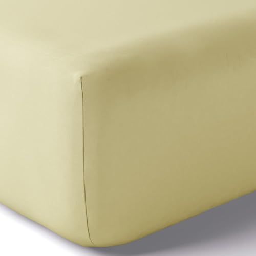 Anne de Solene aslvexidh99 00b001 Plain Cotton Fitted Sheet, Cotton, Green, 200 x 180 cm