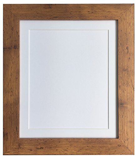 FRAMES BY POST London Picture Photo Frame, Vintage Wood with White Mount, 24 x 18 Image Size 18 x 12 Inches