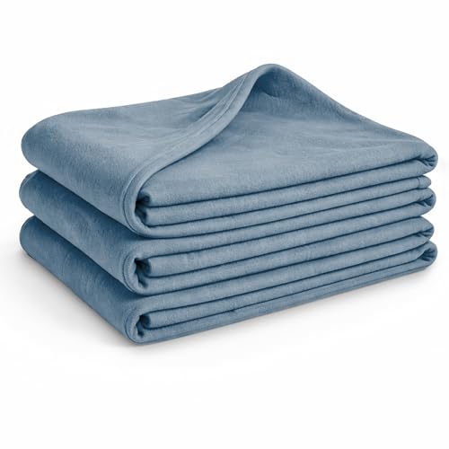 Glart G3JB Oeko Tex Fleece Blankets 3pc Set - 130x160 cm, 100% Polyester, 200 g/m² - jeans blue, versatile as a living, cuddle, sofa, guest or picnic blanket.