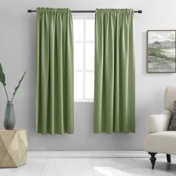 "DONREN Sage Green Thermal Insulated Room Darkening Drapes for Bedroom 42"" Width x 63"" Drop 2 Panels"