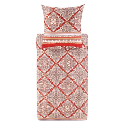 Bassetti Marechiaro 9329926 Bed Linen + 1 Pillowcase 100% Cotton Satin in Red R1, Dimensions: 155 x 220 cm + 1 K 80 x 80 cm