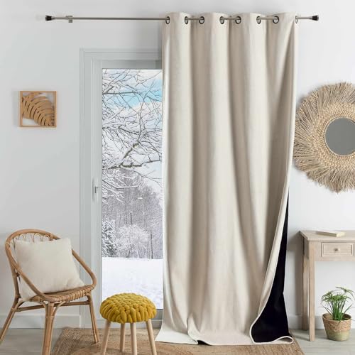 HomeMaison.com Insulated Curtain – Thermal Curtain – Blackout Curtain – Off-White Curtain – 140 x 180 cm
