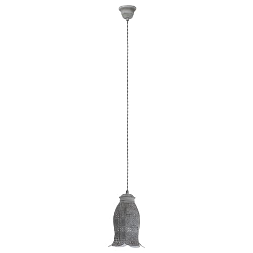 Eglo Pendant Lighting Talbot 1, Oriental Ceiling Light Fitting, Vintage Hanging lamp for Dining and Living Room Made of Grey Metal, E27 Socket