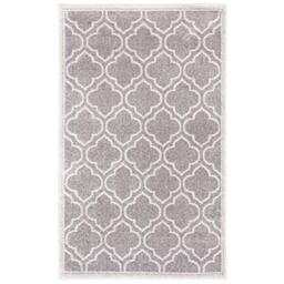Safavieh Trellis Indoor/Outdoor Woven Rectangle Area Rug, Amherst Collection, AMT412, in Grey / Light Grey, 76 X 122 cm for Garden, Patio or Any Outdoor Space