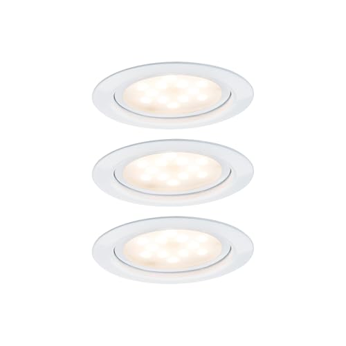 Paulmann 93554 LED Furniture luminaire Set Micro Line Round incl. 3x4.5 watt Cabinet luminaire White Cabinet Light Metal Kitchen lamp 2700 K