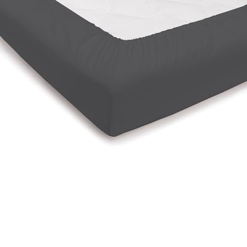 PENSIERI DELICATI Single Bed Sheet 90 x 200 cm, Plain Fitted Sheet +25 Made of 100% Cotton, Made in Italy, Taupe