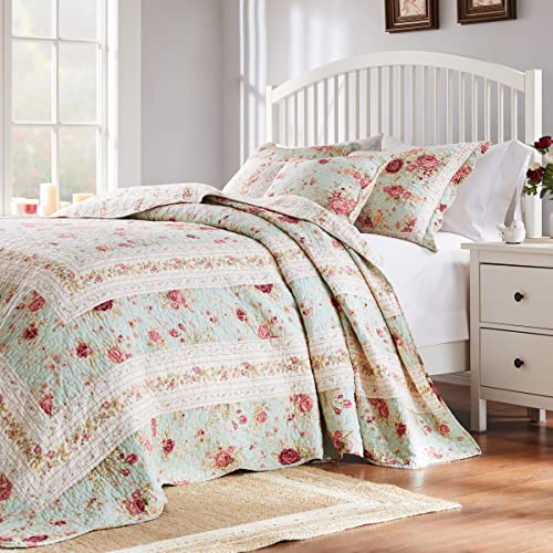 Greenland Home Bedspread Set, Cotton, Blue, 3-Piece King/Cal King