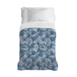 PENSIERI DELICATI Bedspread 220 x 280 cm, 100% Cotton Pique Single Sheet, Ideal as a Furnishing Towel, Double Bed Blanket, Tropical Teal Design, 100% Made in Italy