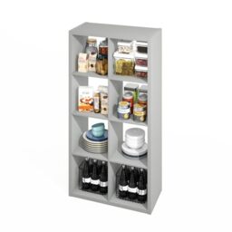 Furinno HERMITE Kitchen Island, 8-Cube Coffee Bar, Extra Thick Kitchen Storage, Bakers Rack, for Pantry Organizers and Storage, Kitchen Organization, Light Grey