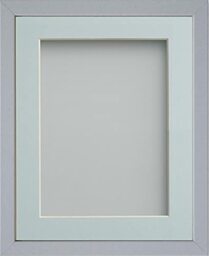 Frame Company Jellybean Range Grey Wooden 14x11 inch Picture Photo Frame with Light Blue Mount for Image 12x8 inch * Choice of Colours & Sizes* Fitted with Perspex