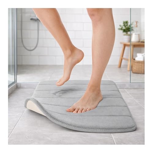 Tatay Bath Mat Nuvola, 100% Microfiber, Non-slip, Absorbent, Quick Dry, Soft Touch, Memory Effect, Washable, Grey. Measures 40 x 60 cm