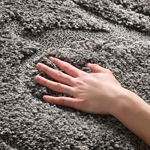 Safavieh Shaggy Indoor Woven Rectangle Area Rug, Florida Shag Collection, SG455, in Grey, 122 X 183 cm for Living Room, Bedroom or Any Indoor Space