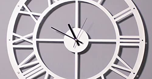 Homemania, Bookshelf, Wall Clock, White Metal, 50 x 0.16 x 50 cm, 50 X 0.16 X 50cm
