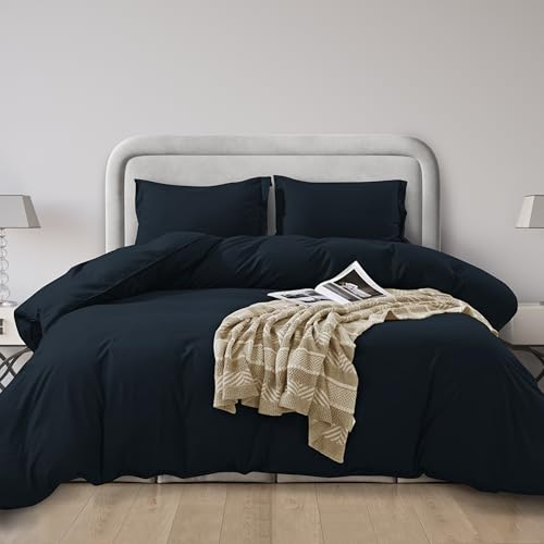 Elegant Comfort Luxury 3-Piece Duvet Cover Set - 1500 Premium Hotel Quality Microfiber Hotel Collection - Comforter Cover with Button Closure and Shams, King/California King, Black