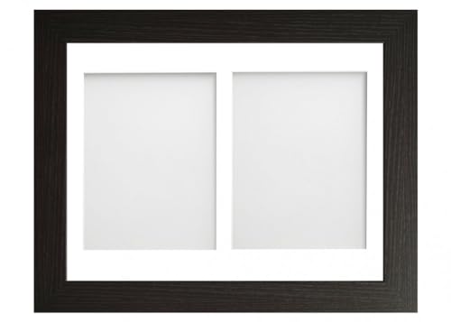 Frame Company Watson Multi Aperture Range Black Photo Picture Frame, 16x12 for 9x7 (x2) *Choice of Sizes* Fitted with Real Glass