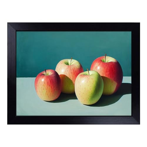 Lap Tray with Bean Bag Cushion, Apple Fruit Selection - Handmade in the UK, Raised Wooden Edge, Padded Cushion, Heat-Resistant Wipe-Clean Surface, for Meals, Laptops and Crafts