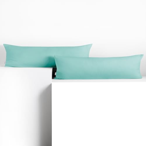 DecoKing 2 x Pillowcases 20 x 145 cm Cotton Zip Turquoise Light Amber