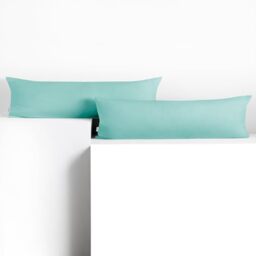DecoKing 2 x Pillowcases 20 x 145 cm Cotton Zip Turquoise Light Amber