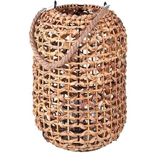 NATURAL LIVING Malaga Lantern in Rattan with Glass CANDLE HOLDER D24XH36CM