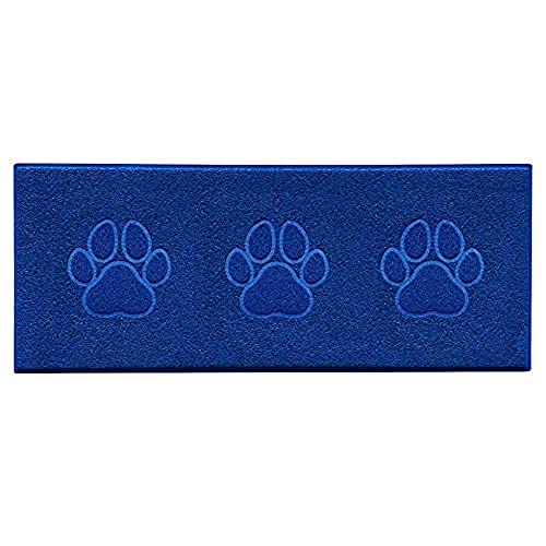 Nicoman Triple Paw Embossed Shape Indoor Outdoor Dirt-Trapper Door Mat Washable Barrier Heavy Duty Doormat - (Watertight Rubber-Back, Runner, Blue, 150 x 60cm)