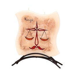 Dekohelden24 Zodiac Sign Libra - High-Quality Flat Candle with Metal Stand, 16 x 16 cm
