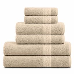 Komfortec Hand Towel Set 6 Pieces 100% Cotton Beige