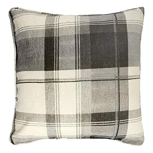 Fusion - Balmoral Check - 100 Pour cent Cotton Filled Cushion in Slate, 43 x 43 cm