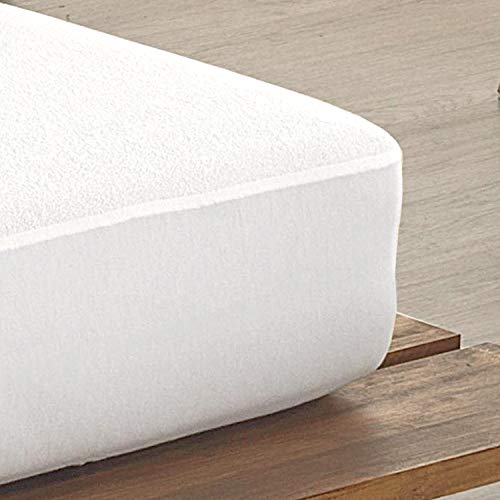 Todocama Terry Towelling Protector White Bed 160 x 190/200 cm