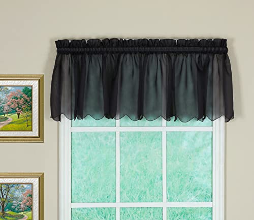 "Today's Curtain Emelia Original Voile Valance 14"", Black, 60"" W x 14"" L"