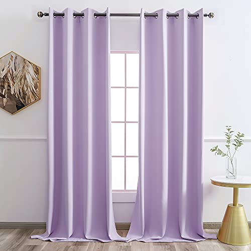 "YGO Pure Color 2 Panel Blackout Curtains 52cm Wide 52"" x 95"" Lilac"